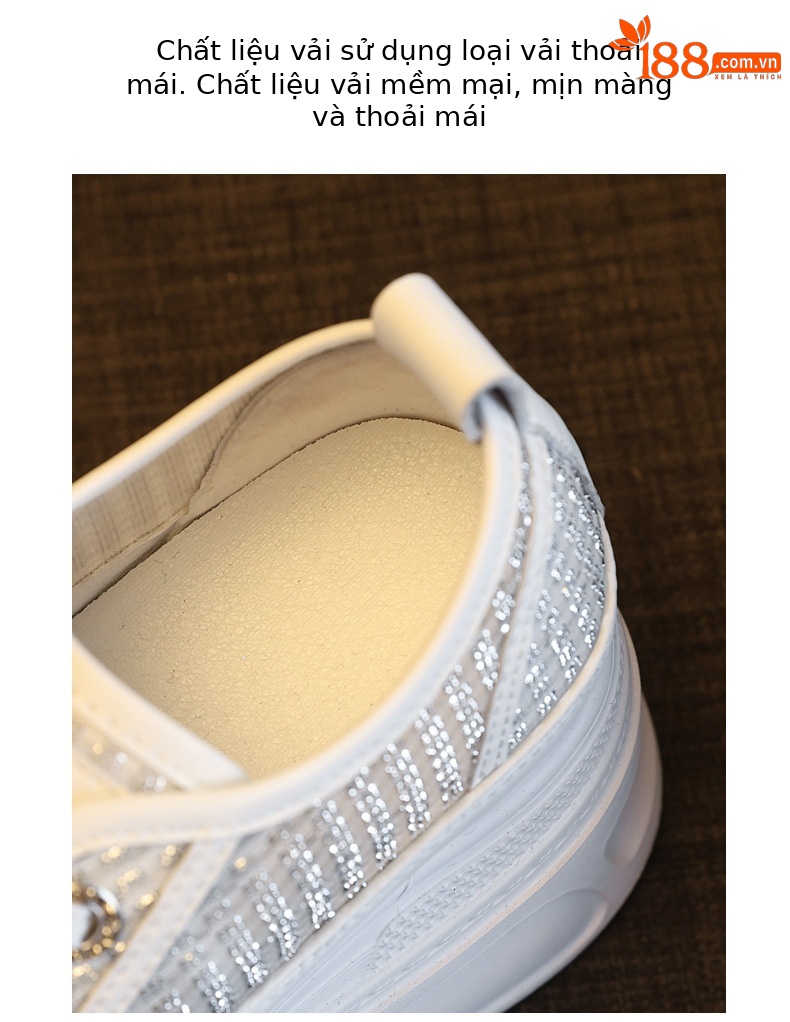Giày sneaker nữ đế dày tăng chiều cao mùa hè thoáng khí kiểu bánh mì — màu trắng chi tiết 8