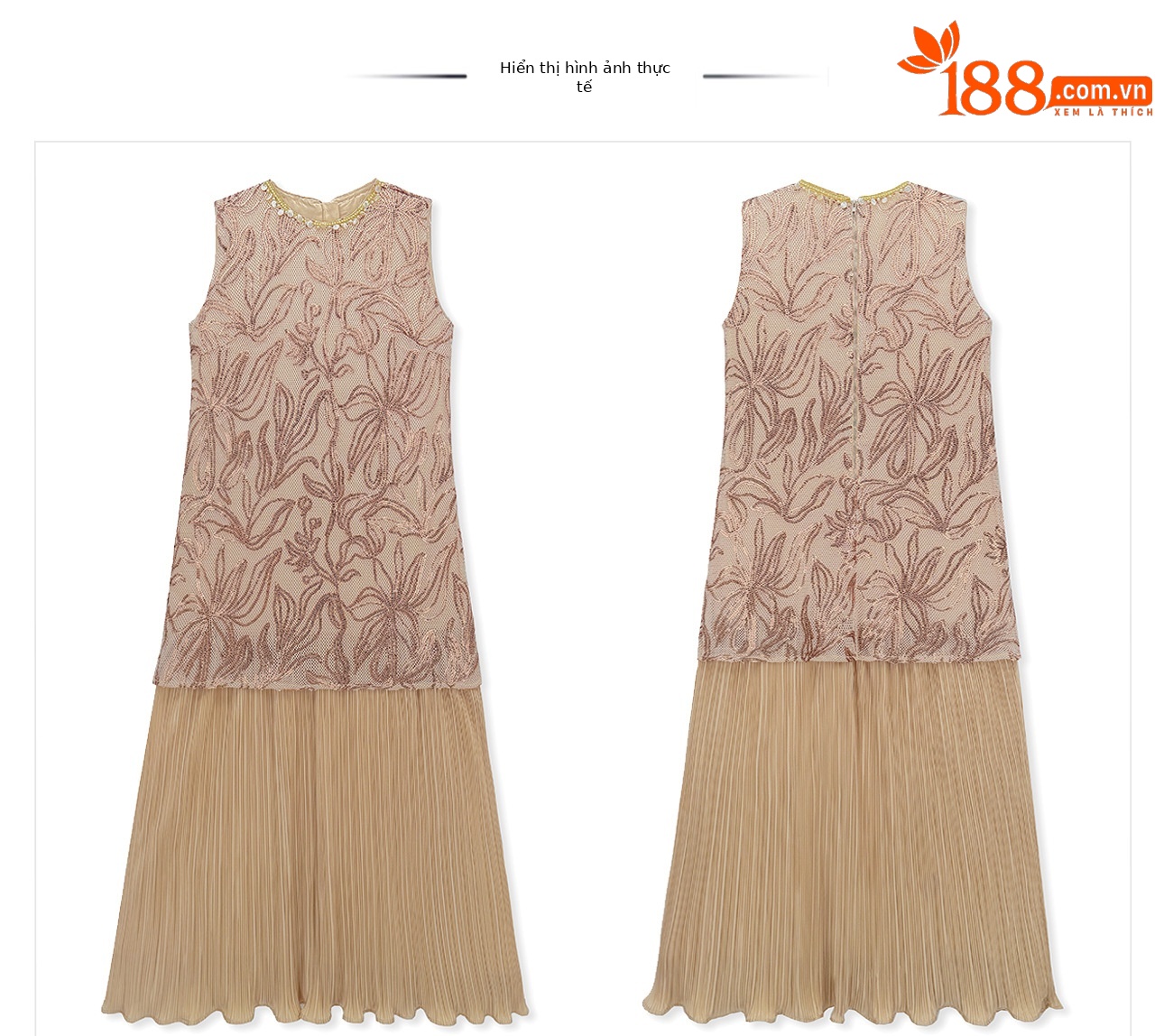 Đầm maxi nữ thắt eo phong cách Tân Trung Hoa họa tiết thêu nổi — Trà cà phê chi tiết 23