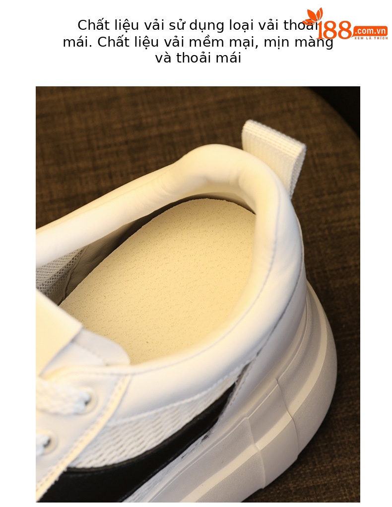Giày sneaker nữ đế dày tăng chiều cao phong cách thể thao trắng basic — Bạc trắng chi tiết 8