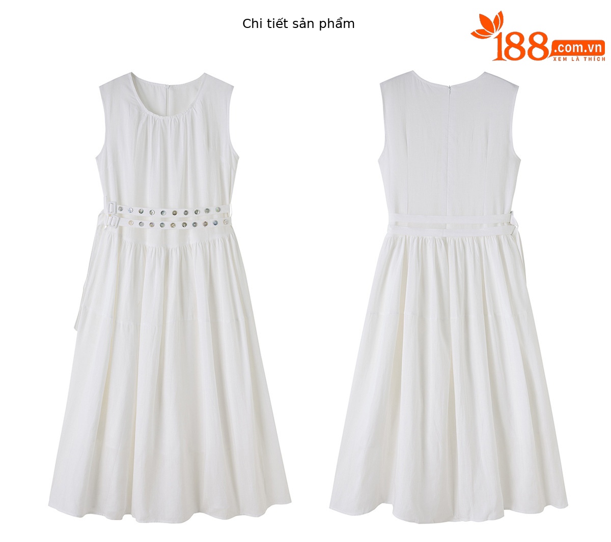 Đầm suông nữ midi không tay dáng rộng dài quá gối MJ5611 — màu trắng, xanh lá cây, màu vàng chi tiết 26