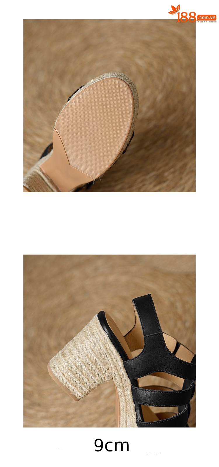Sandal cao gót nữ hở mũi phong cách La Mã đế dày gót thô — đen chi tiết 15