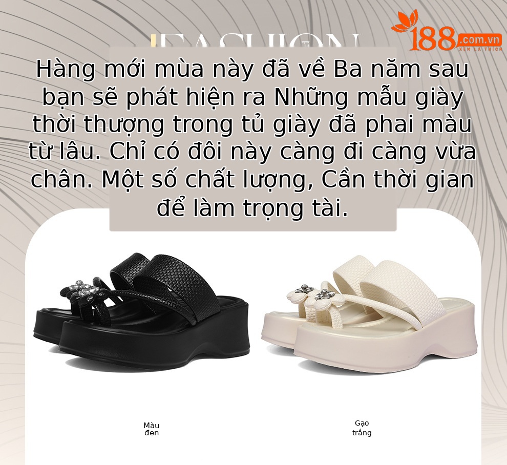 Dép sandal nữ xỏ ngón đế dày tăng chiều cao đính đá — 6127 Da đen, 6127 mét trắng chi tiết 1