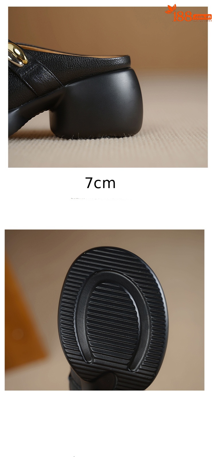 Dép sandal cao gót nữ mũi kín gót hở đế dày 7 cm — đen chi tiết 15