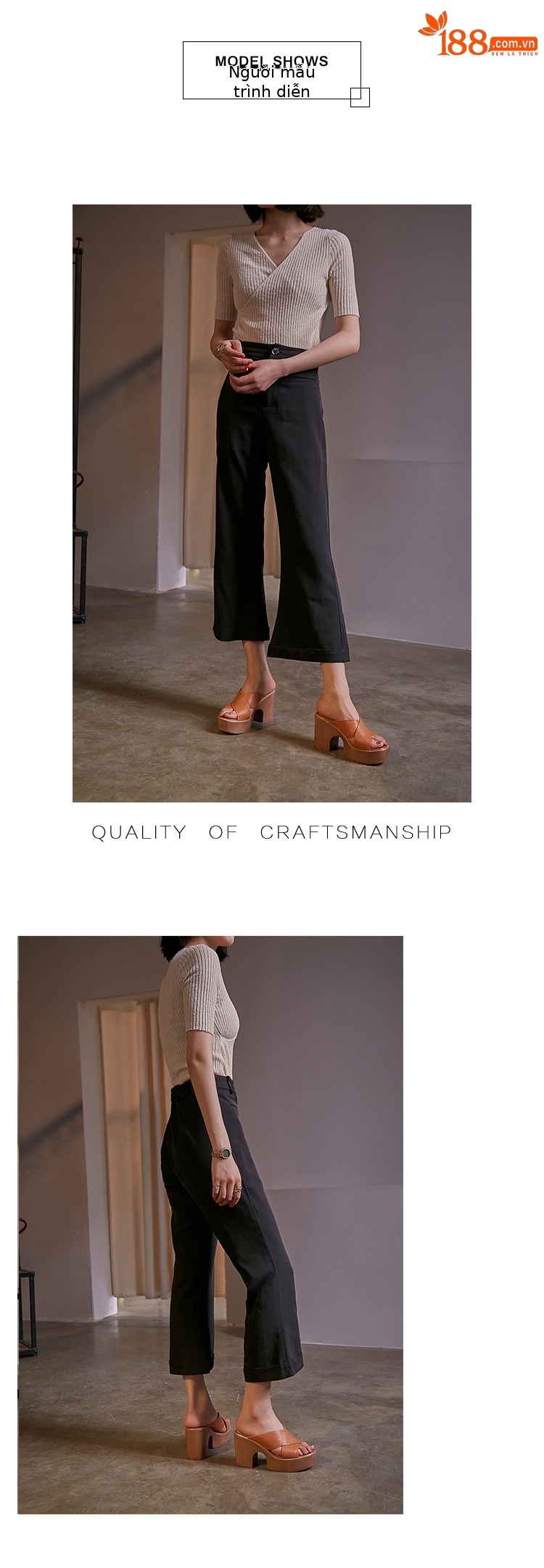 Sandal cao gót nữ hở mũi quai chéo đế xuồng gót 9 cm — màu be, màu nâu chi tiết 5