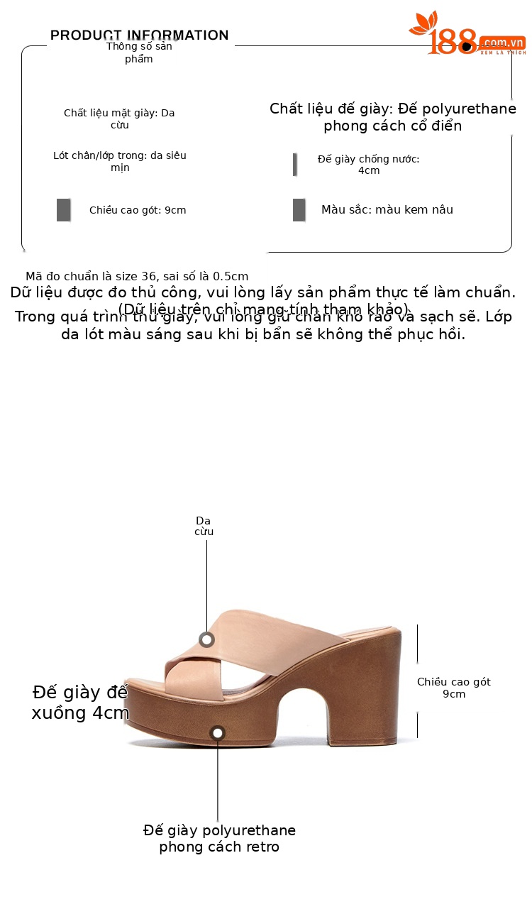 Sandal cao gót nữ hở mũi quai chéo đế xuồng gót 9 cm — màu be, màu nâu chi tiết 2