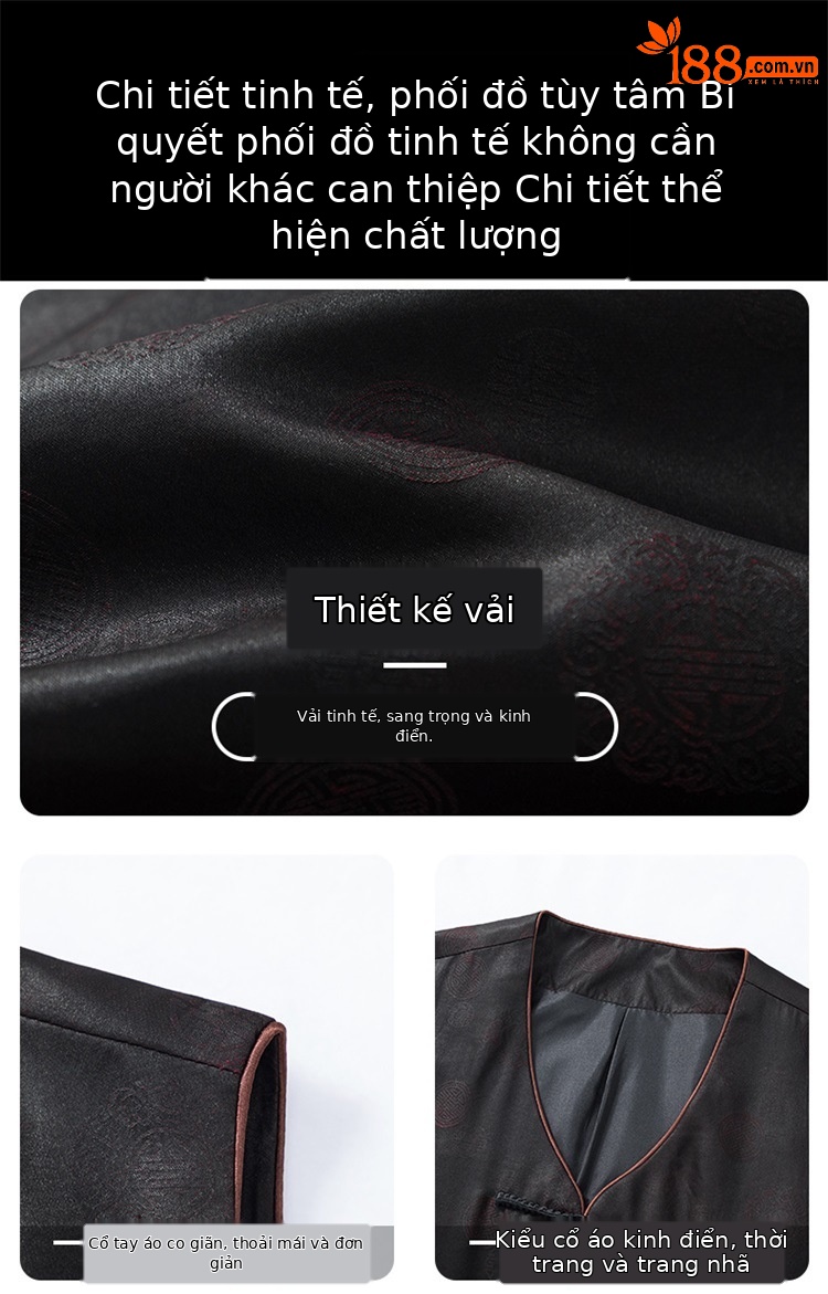 Áo sơ mi lụa tơ tằm Hương Vân cao cấp phong cách Đường — Da đen 8859 chi tiết 5
