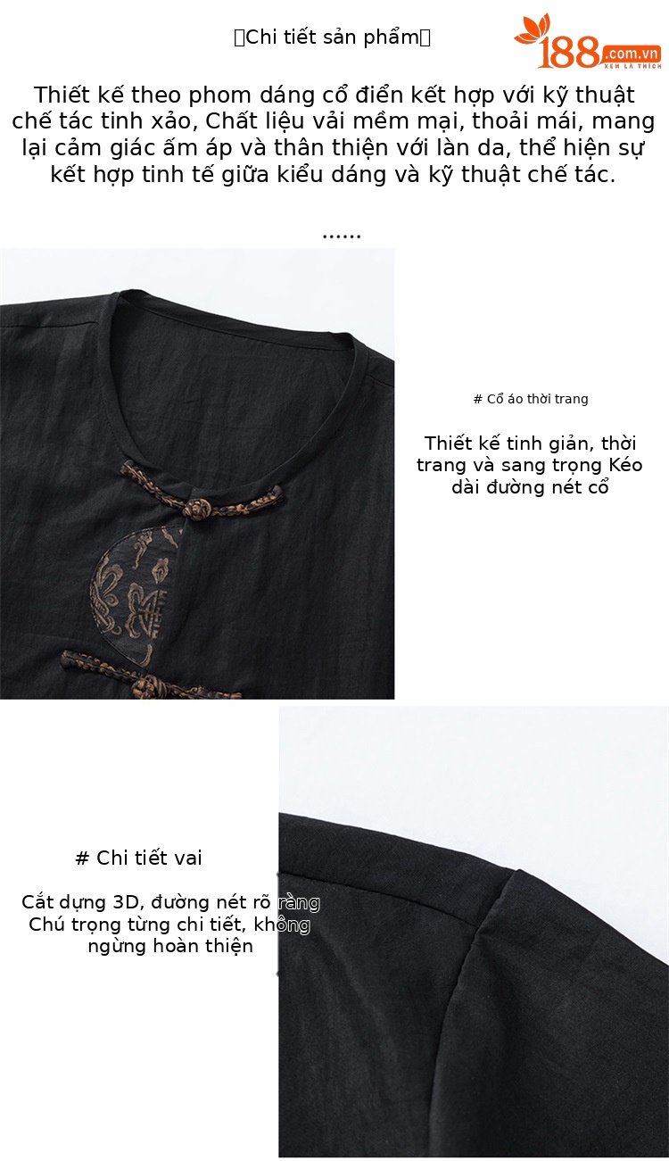 Áo sơ mi nam ngắn tay cổ đứng chất lụa mulberry cao cấp phong cách hè thoải mái — màu đen chi tiết 6
