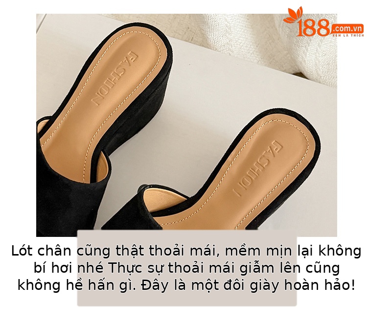 Sandal cao gót nữ hở mũi quai ngang đế xuồng platform — màu nâu, màu đen, màu mơ chi tiết 3