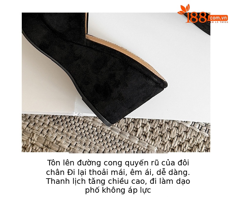 Sandal cao gót nữ hở mũi quai ngang đế xuồng platform — màu nâu, màu đen, màu mơ chi tiết 4