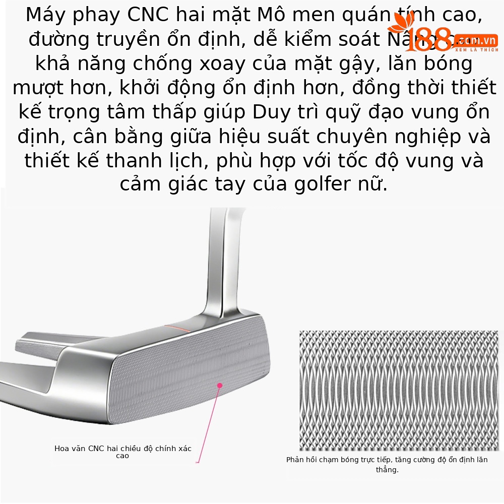 Gậy putter golf nữ PGM G500 thân thép không gỉ, trọng tâm thấp, có vạch ngắm — Hồng san hô Gậy putter (Thân thép) Tặng đầu gậy TUG079, Trắng tím Gậy putter (Thân thép) Tặng đầu gậy TUG079