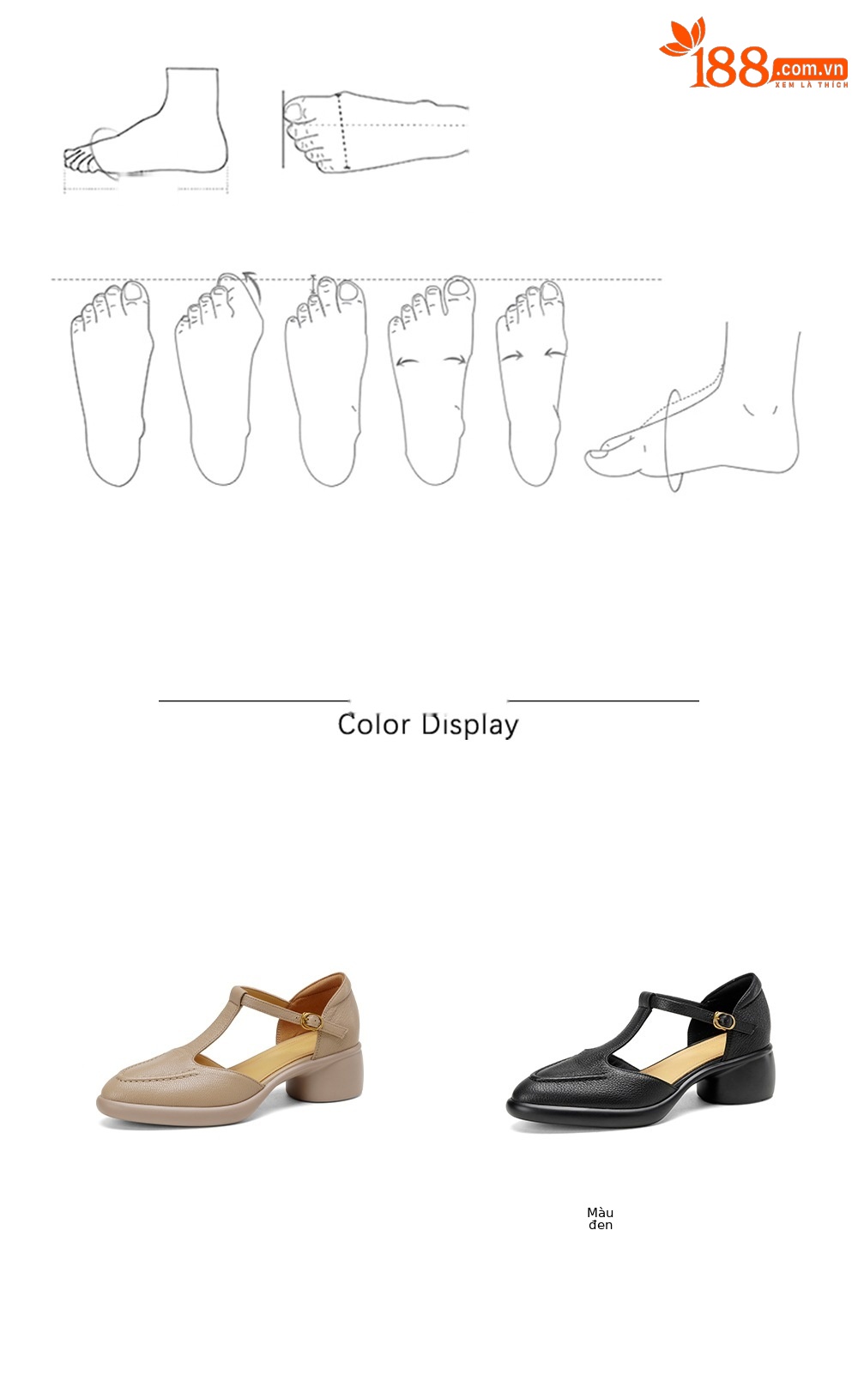 Sandal nữ quai chữ T gót vuông 5 cm mũi kín hở gót phong cách vintage — đen chi tiết 4