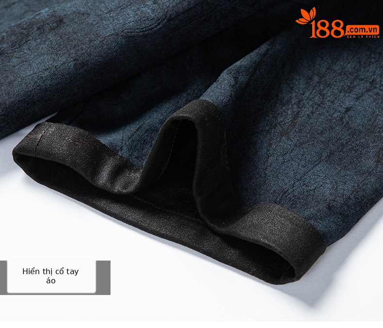 Áo thun nam tay ngắn lụa tơ tằm phong cách Trung Hoa cổ điển, chất liệu Mulberry Silk cao cấp — màu xanh da trời26201 chi tiết 17