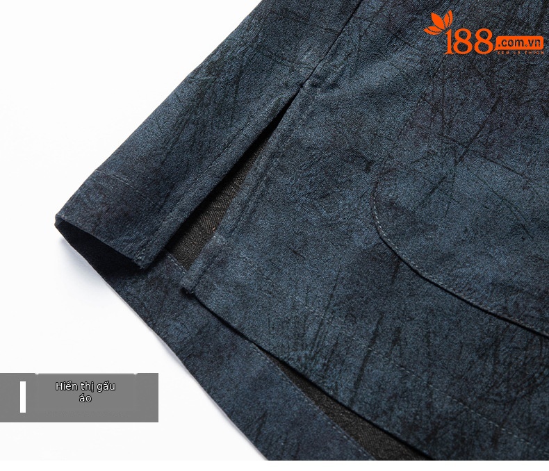 Áo thun nam tay ngắn lụa tơ tằm phong cách Trung Hoa cổ điển, chất liệu Mulberry Silk cao cấp — màu xanh da trời26201 chi tiết 18