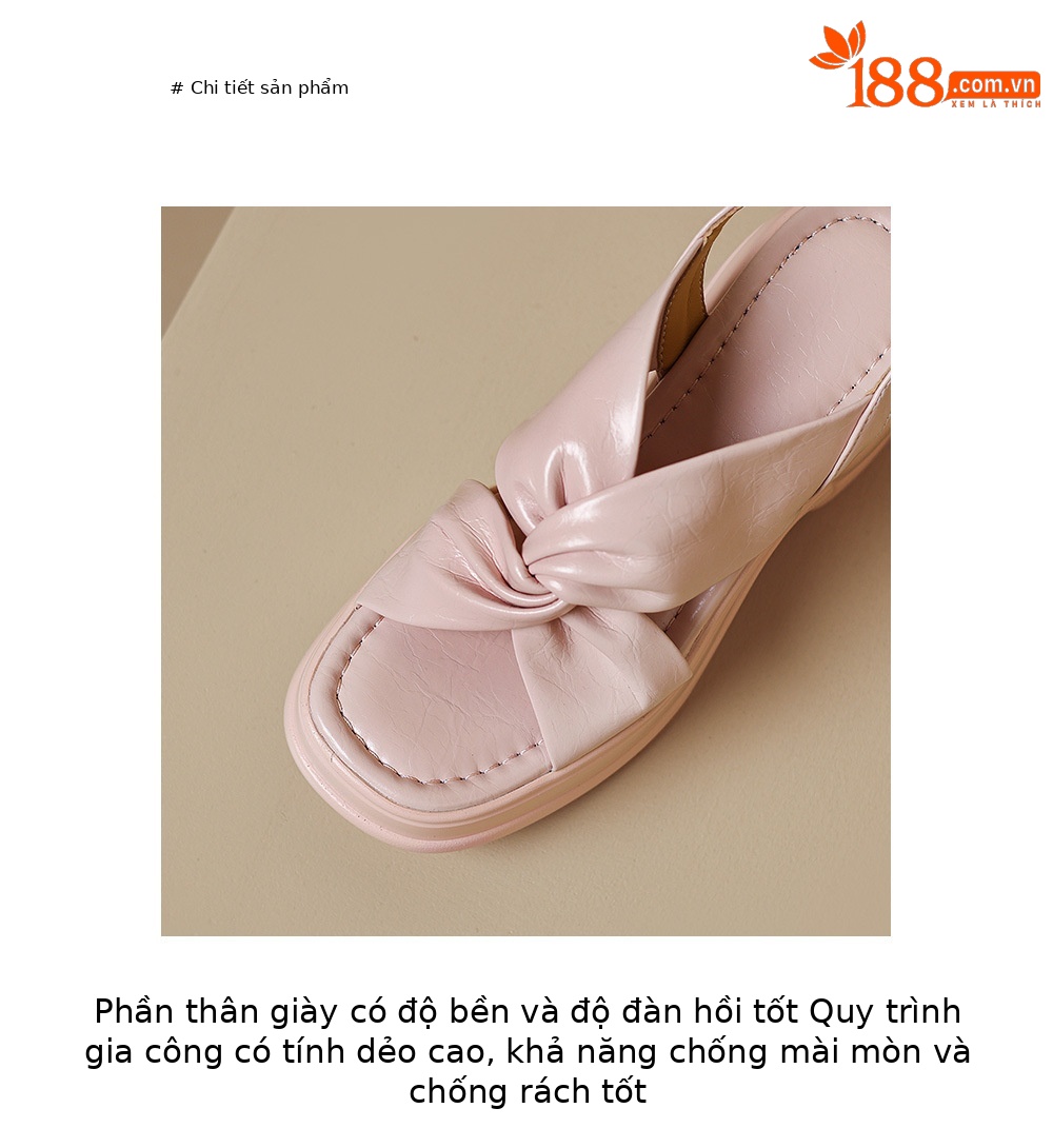 Sandal nữ đế xuồng cao gót quai chéo hở mũi phong cách La Mã — Hồng nhạt, màu trắng ngà chi tiết 6