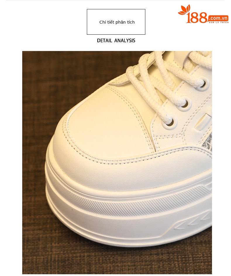Giày sneaker nữ đế dày lưới thoáng khí trắng phối hợp mọi trang phục — màu trắng chi tiết 5