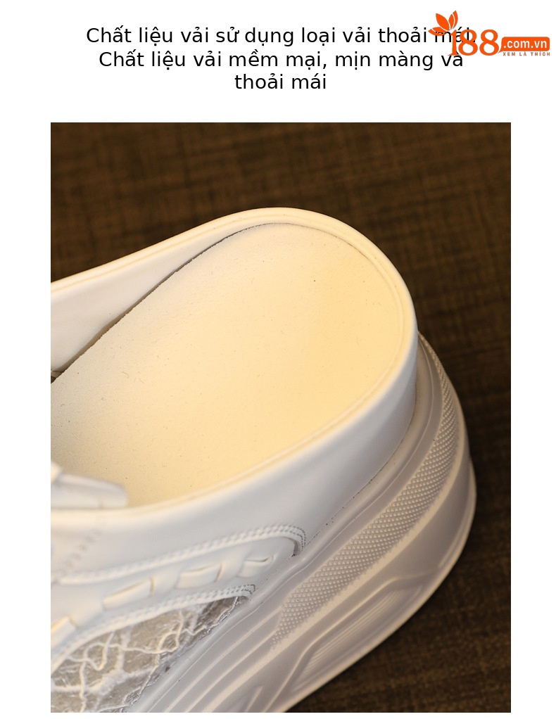 Giày sneaker nữ đế dày lưới thoáng khí trắng phối hợp mọi trang phục — màu trắng chi tiết 6