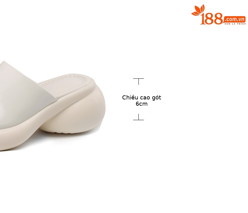 Dép sandal nữ quai chữ V đế dày da PU mũi hở — màu đen, màu trắng chi tiết 3