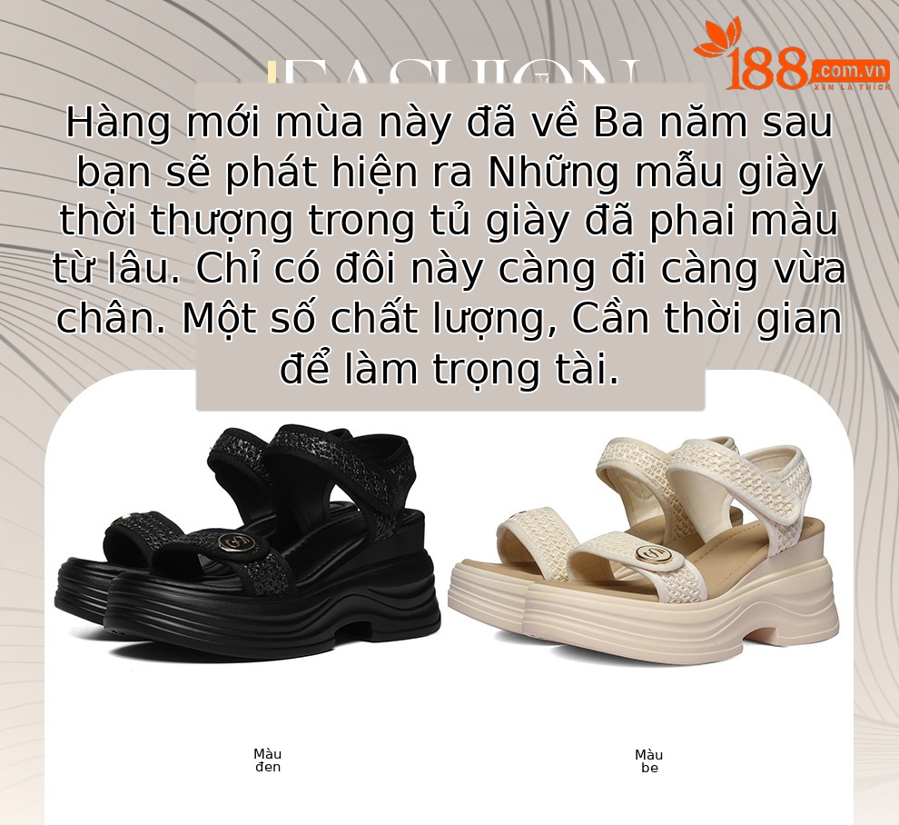 Sandal nữ đế dày phong cách La Mã, quai dệt thời trang, đế bánh mì tăng chiều cao — 6125 Màu be, 6125 Da đen chi tiết 1
