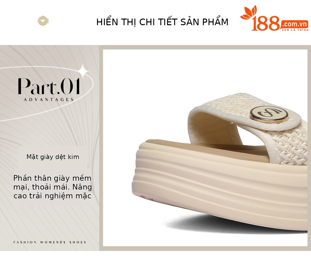 Sandal nữ đế dày phong cách La Mã, quai dệt thời trang, đế bánh mì tăng chiều cao — 6125 Màu be, 6125 Da đen chi tiết 6