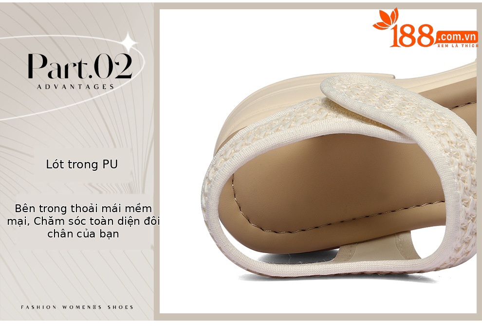 Sandal nữ đế dày phong cách La Mã, quai dệt thời trang, đế bánh mì tăng chiều cao — 6125 Màu be, 6125 Da đen chi tiết 7