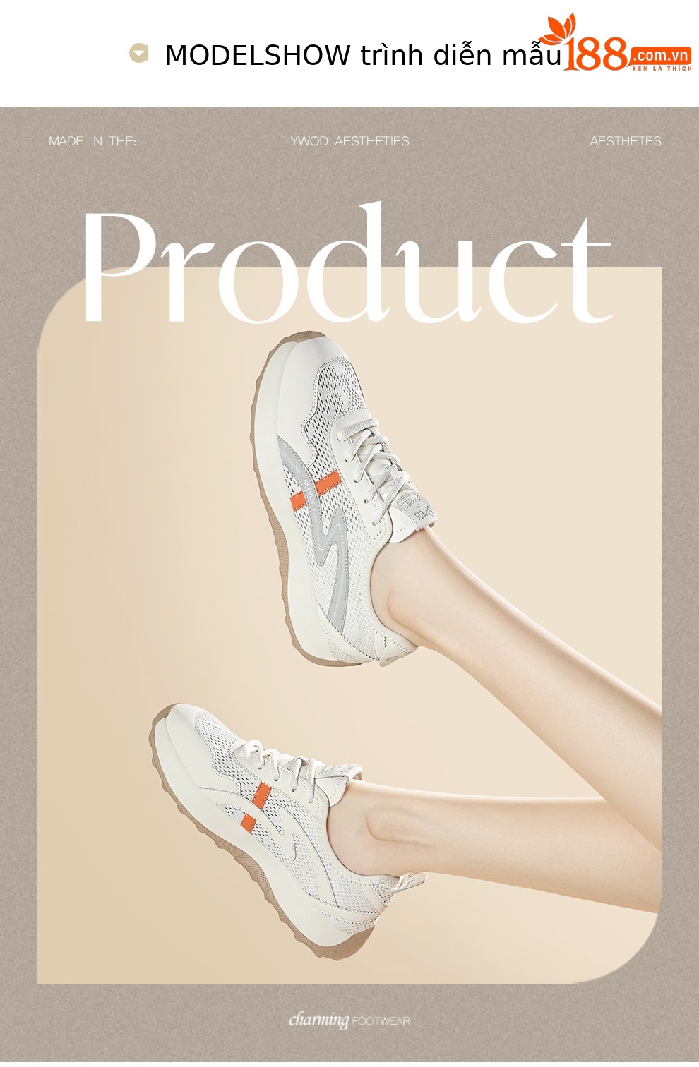 Giày sneaker nữ lưới thoáng khí phong cách Forrest Gump đế mềm nhẹ 2026 — 6141 màu đỏ, 6141 Cam xám chi tiết 3