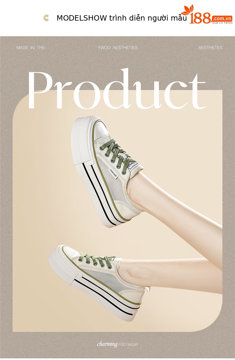 Giày sneaker nữ lưới thoáng khí đế dày mềm chống trượt mùa hè 2026 — 6157 Màu Xanh, 6157 mét xanh lá cây chi tiết 5