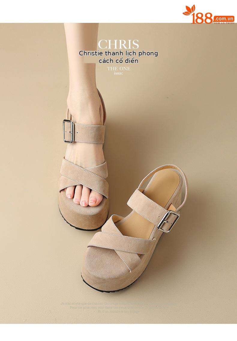 Sandal cao gót nữ hở mũi dây chéo da thật gót 10 cm phong cách La Mã — màu đen, màu mơ chi tiết 4