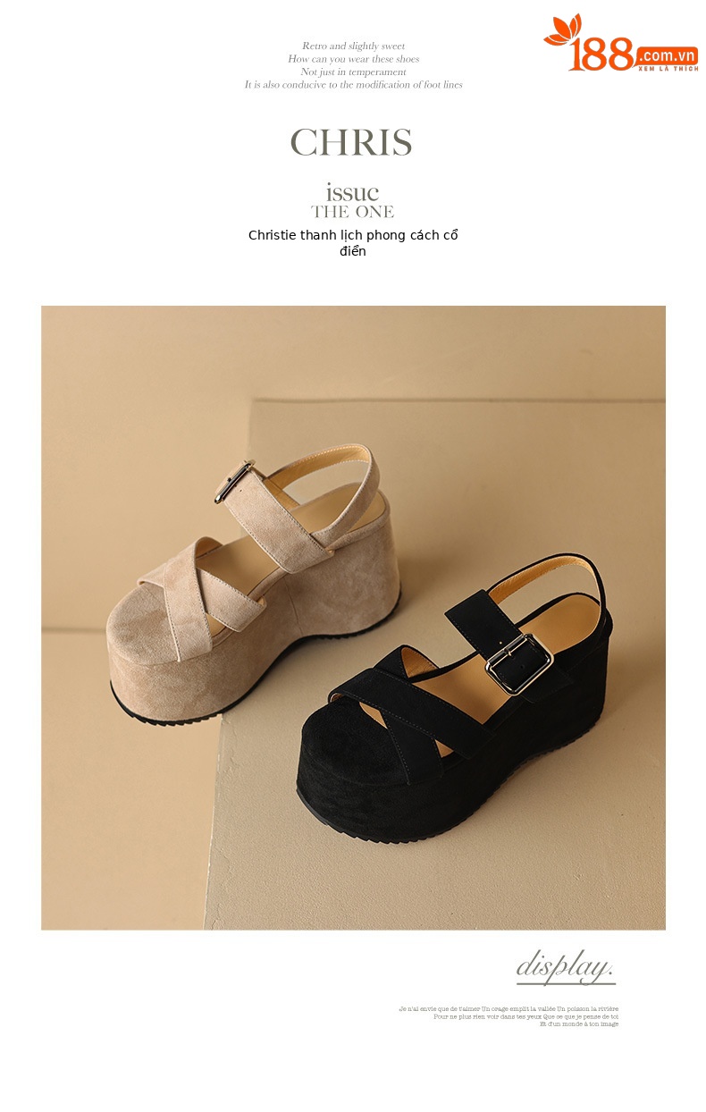 Sandal cao gót nữ hở mũi dây chéo da thật gót 10 cm phong cách La Mã — màu đen, màu mơ chi tiết 11