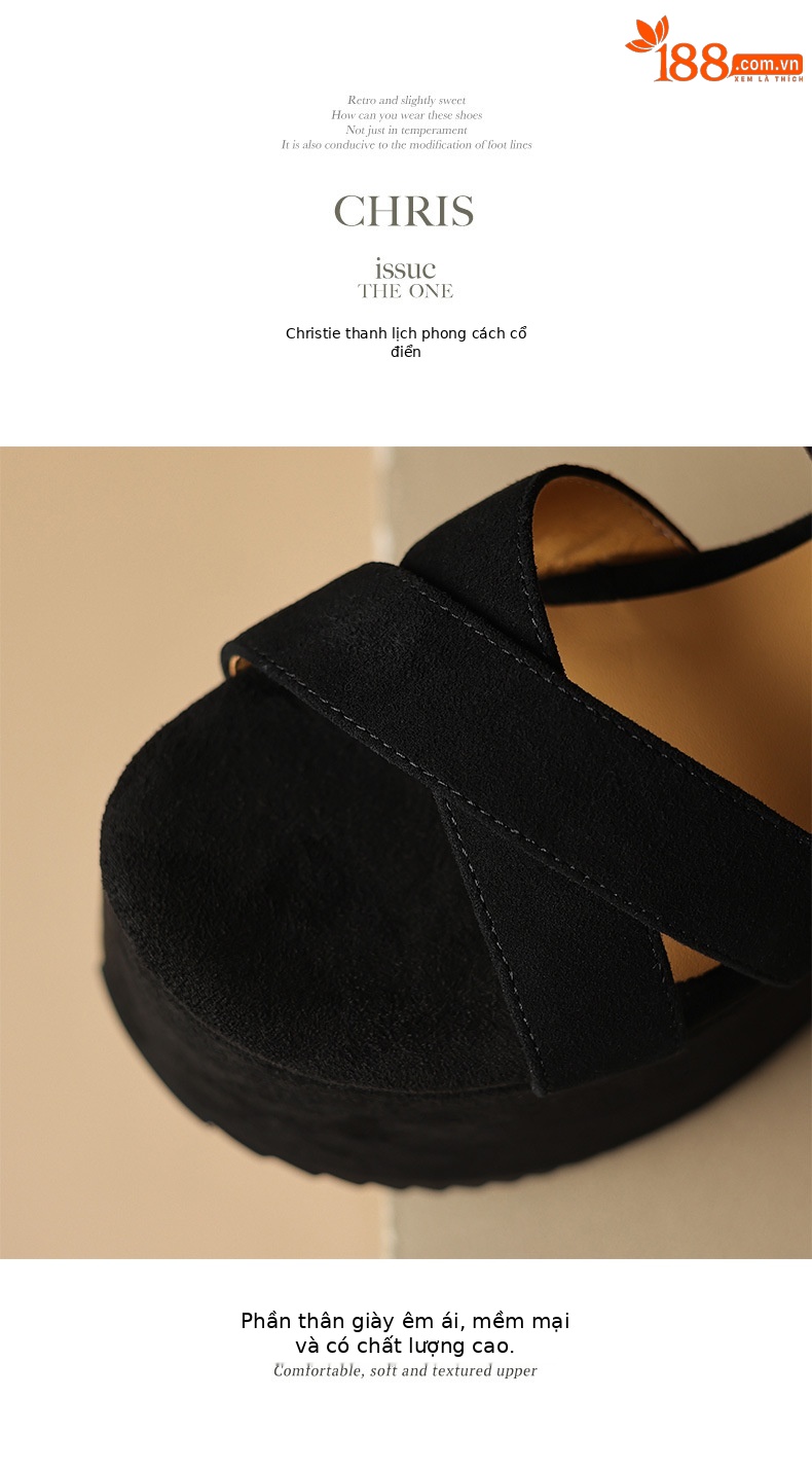 Sandal cao gót nữ hở mũi dây chéo da thật gót 10 cm phong cách La Mã — màu đen, màu mơ chi tiết 14