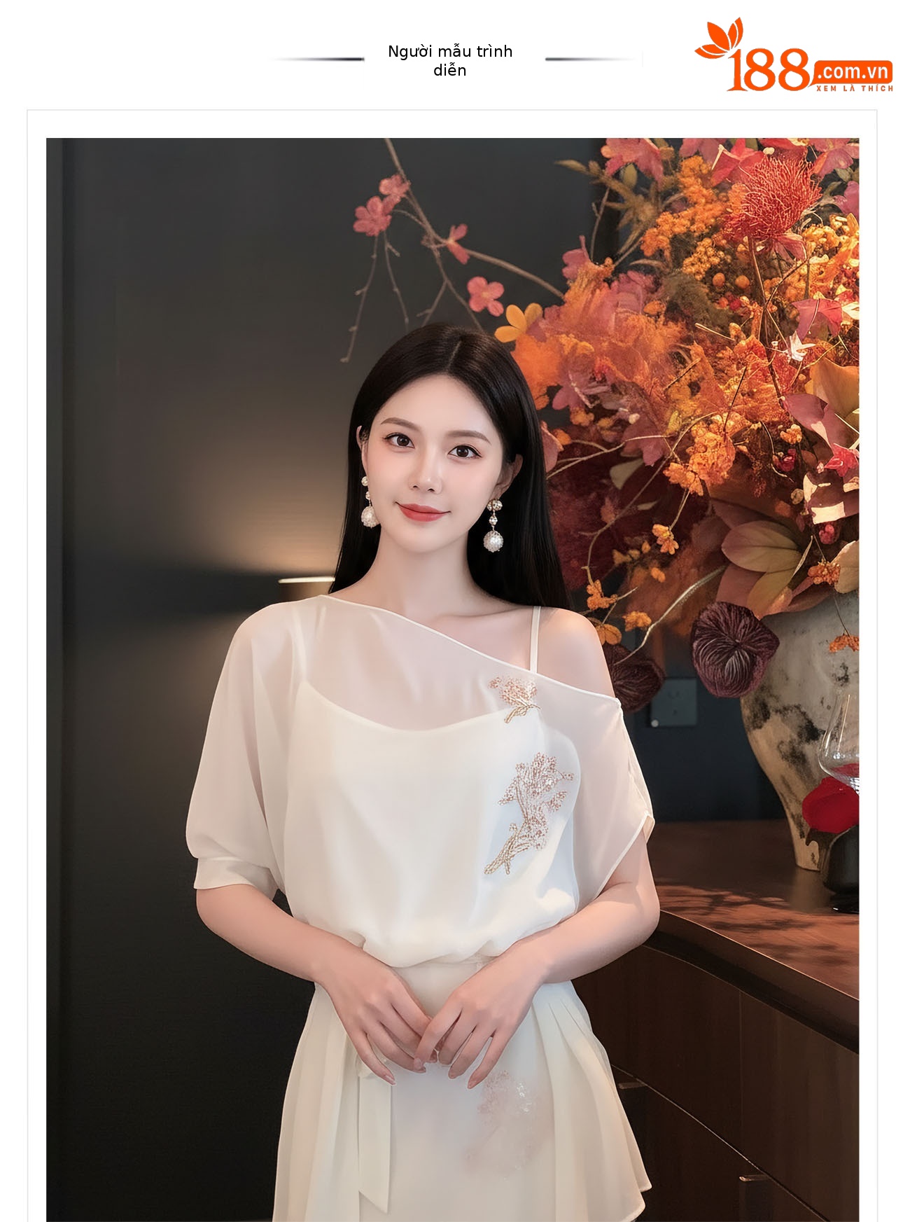 Bộ áo váy nữ tân cổ điển Trung Hoa thêu hoa nhẹ nhàng — Trang chủ, bộ đồ, nửa váy chi tiết 1