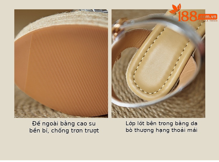 Sandal cao gót nữ quai ngang đan bện màu vàng bạc, đế xuồng đan rơm, gót 9 cm — màu vàng, bạc chi tiết 6