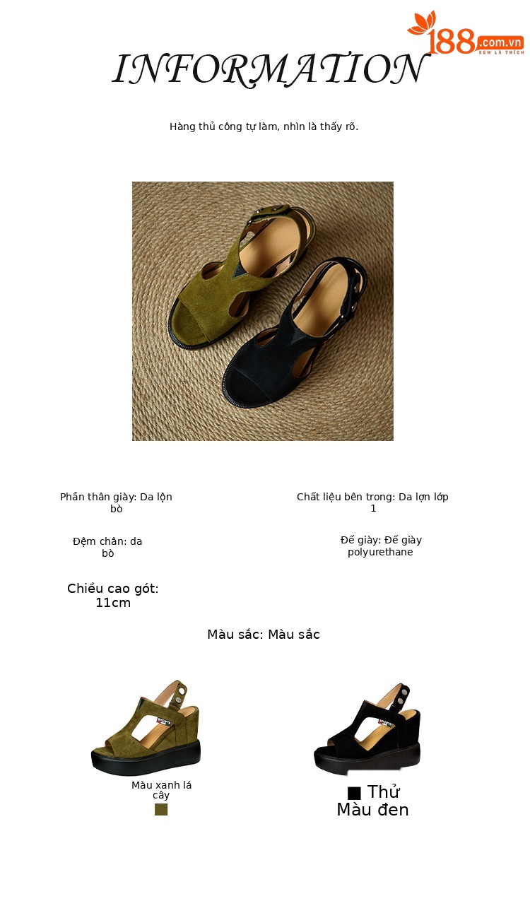 Sandal cao gót nữ hở mũi đế xuồng tăng chiều cao, phong cách La Mã, gót 9 cm — màu đen, xanh lá cây chi tiết 2