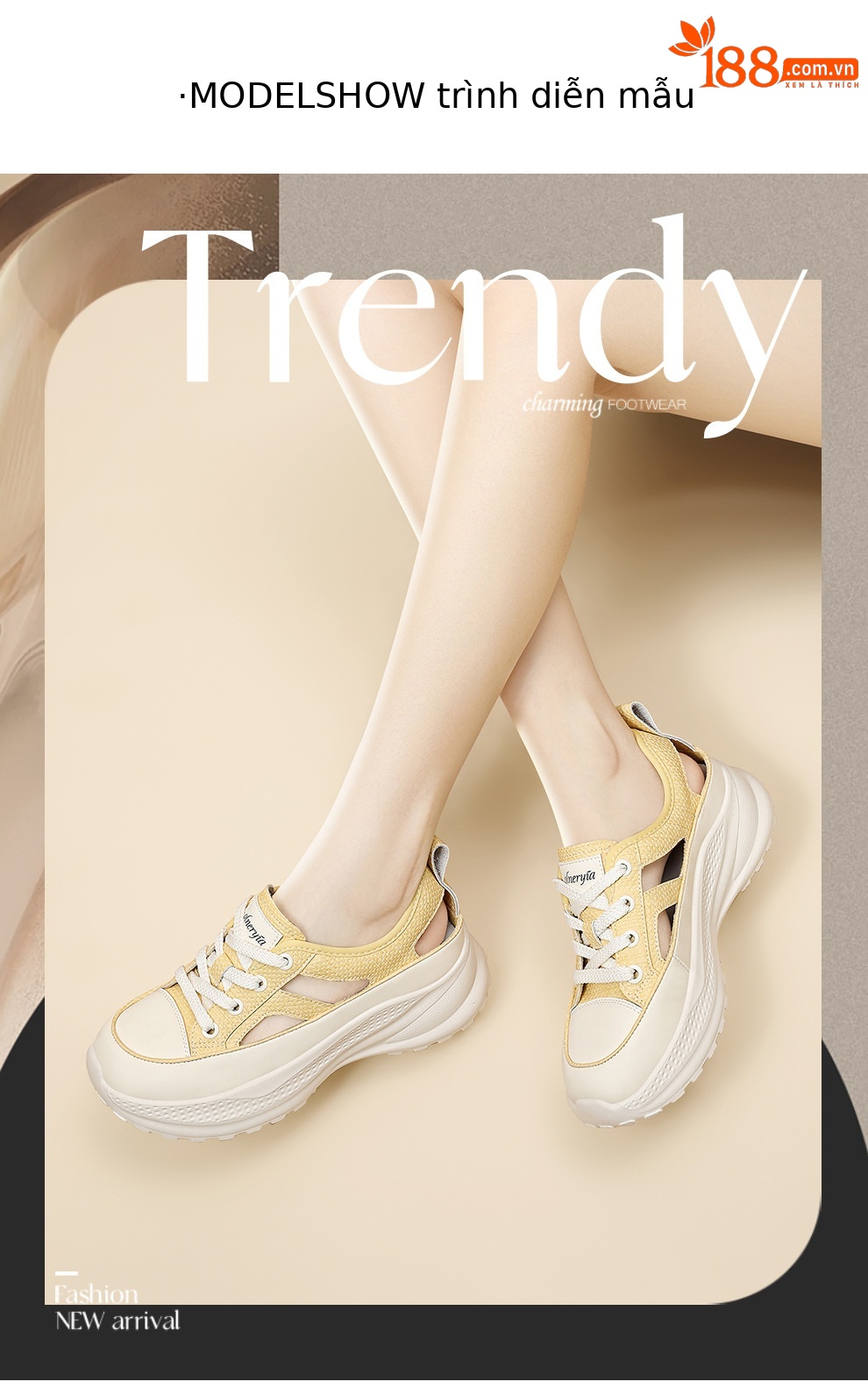 Giày sneaker nữ chunky đế dày lưới thoáng khí mùa hè 2026 — 6159 Màu vàng, 6159 Màu be chi tiết 3