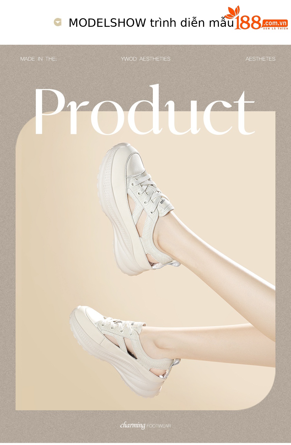 Giày sneaker nữ chunky đế dày lưới thoáng khí mùa hè 2026 — 6159 Màu vàng, 6159 Màu be chi tiết 4