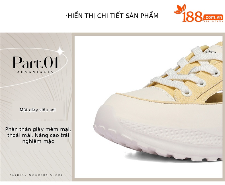 Giày sneaker nữ chunky đế dày lưới thoáng khí mùa hè 2026 — 6159 Màu vàng, 6159 Màu be chi tiết 5