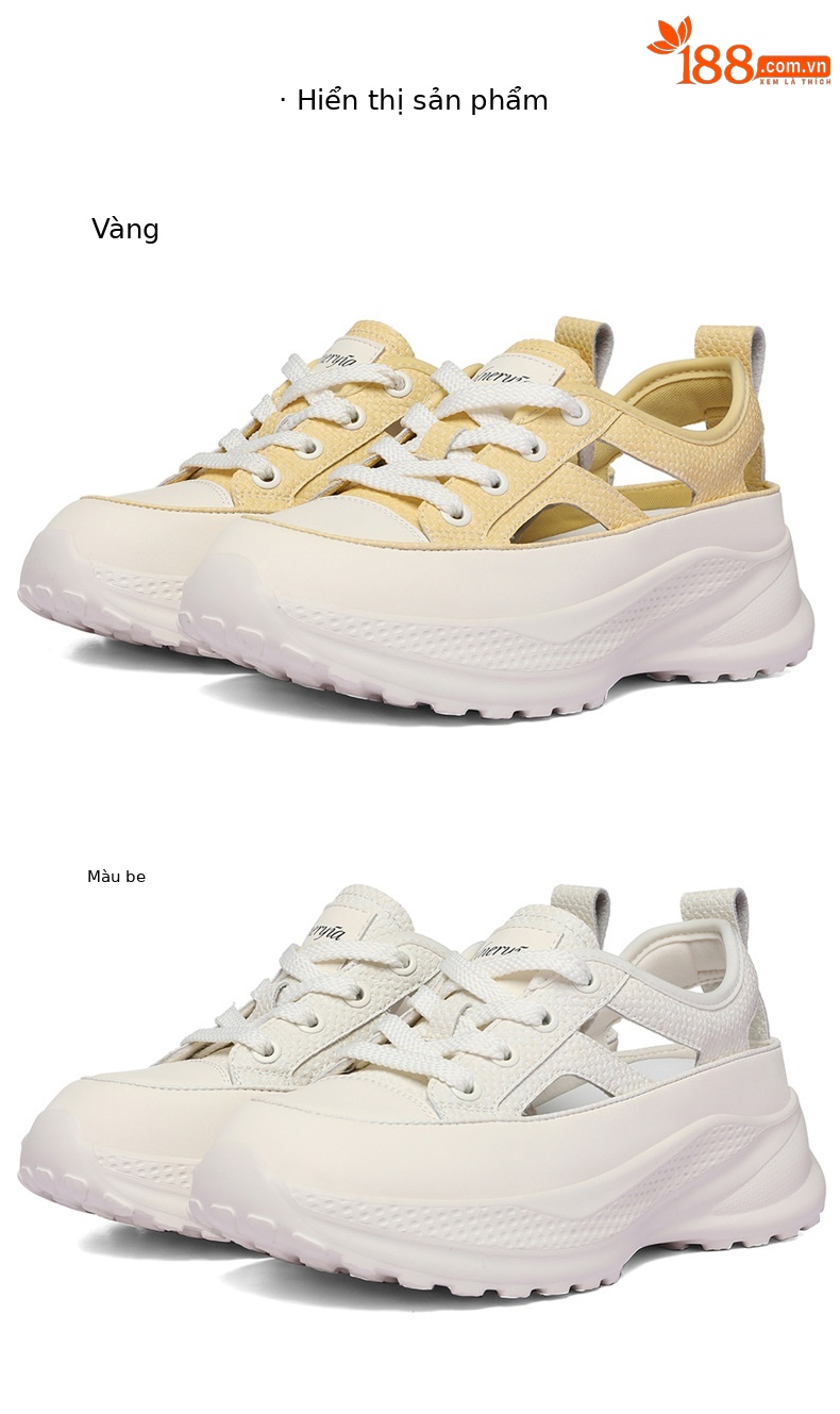 Giày sneaker nữ chunky đế dày lưới thoáng khí mùa hè 2026 — 6159 Màu vàng, 6159 Màu be chi tiết 8
