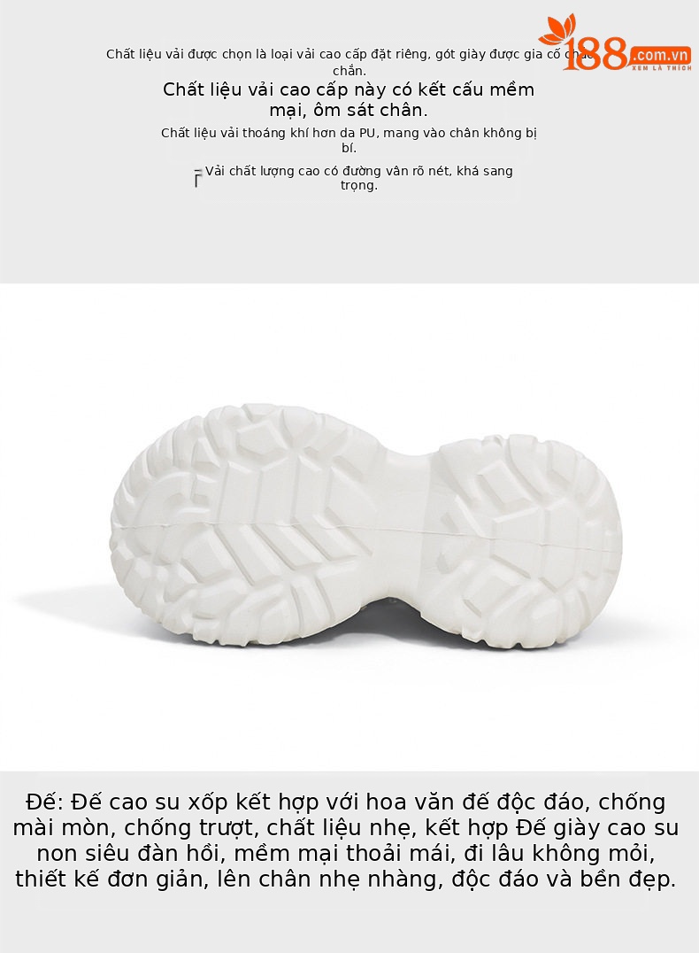 Giày sneaker nữ chunky đế dày phong cách thể thao, mũi tròn, dây buộc, đế cao siêu cao 8cm — Trắng Tím, Xám Xanh chi tiết 7