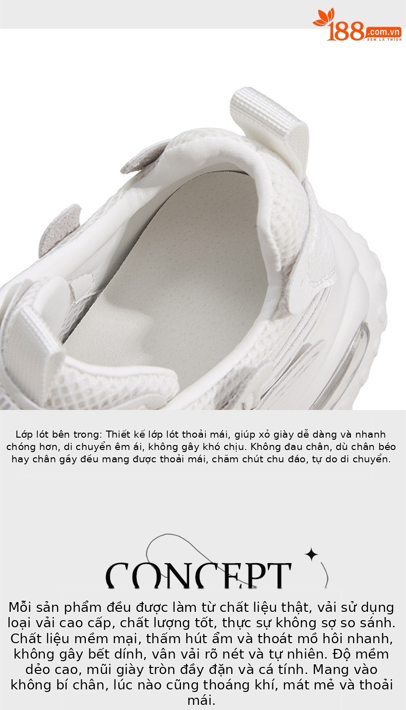 Giày sneaker nữ đế dày chunky lưới thoáng khí tăng chiều cao — Xanh dương, Trắng, Xám bạc, Xanh neon chi tiết 8