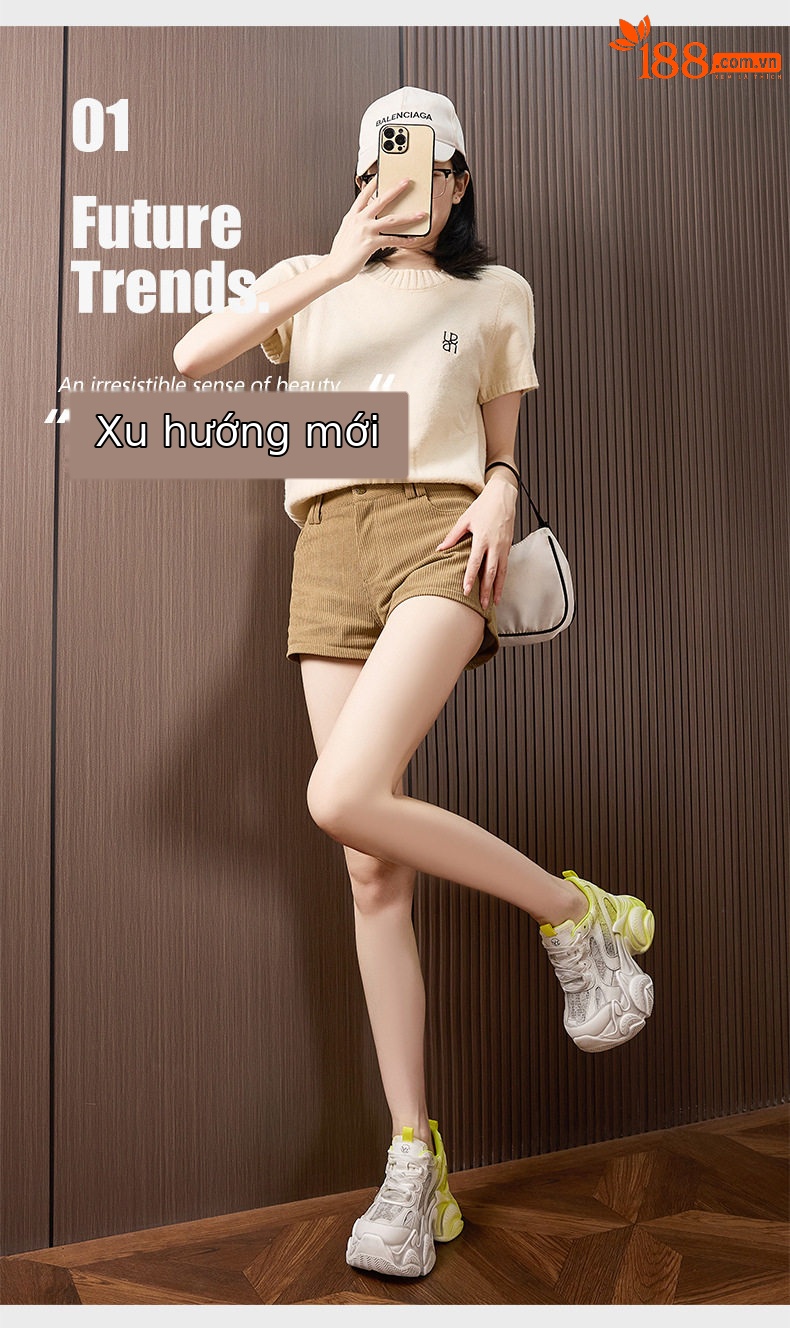 Giày sneaker nữ chunky đế dày phối màu cổ điển, đế cao 8 cm — Xanh lá, Đỏ, Xám chi tiết 2