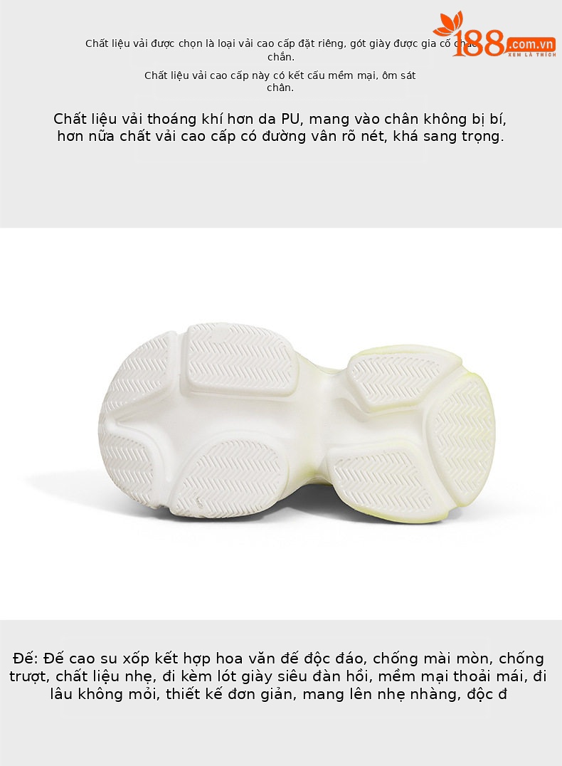 Giày sneaker nữ chunky đế dày phối màu cổ điển, đế cao 8 cm — Xanh lá, Đỏ, Xám chi tiết 7