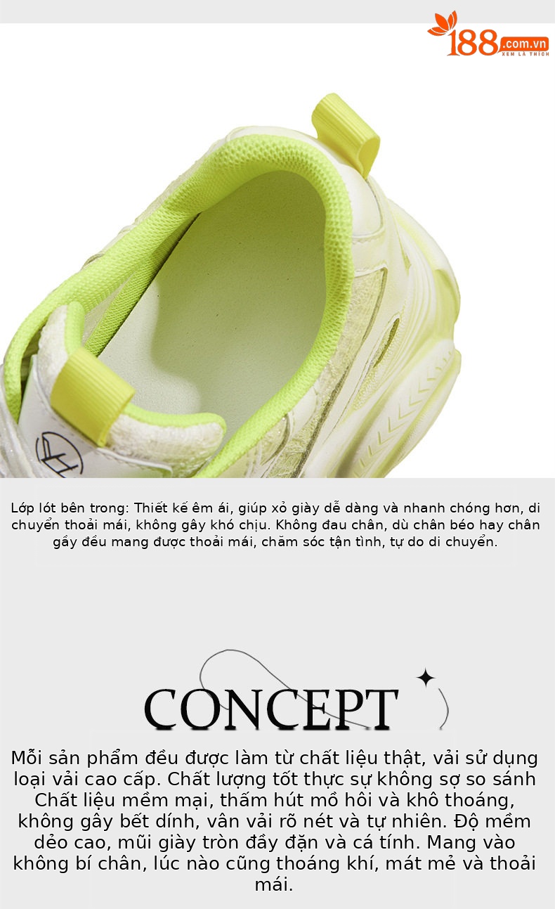 Giày sneaker nữ chunky đế dày phối màu cổ điển, đế cao 8 cm — Xanh lá, Đỏ, Xám chi tiết 8