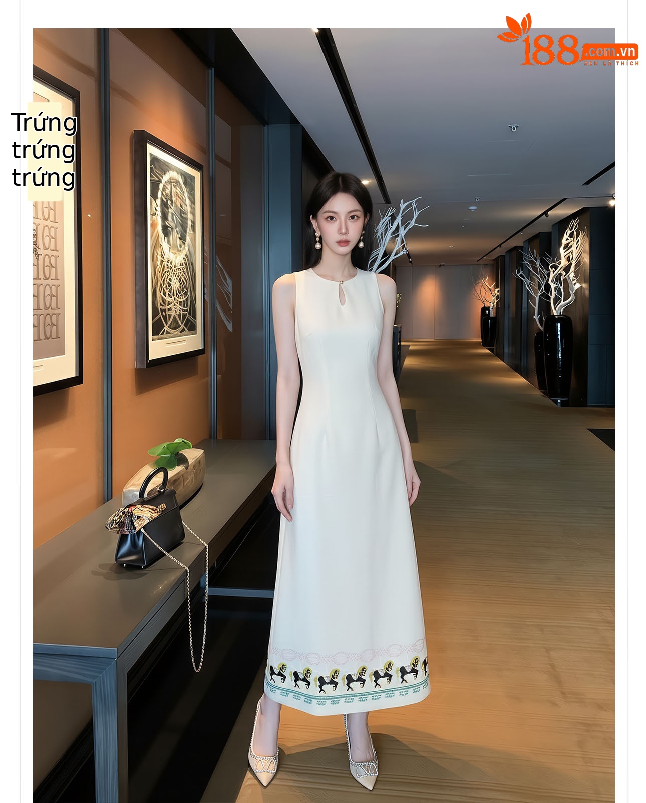 Đầm maxi nữ thêu tay cổ điển Trung Hoa không tay mùa hè — váy liền chi tiết 9