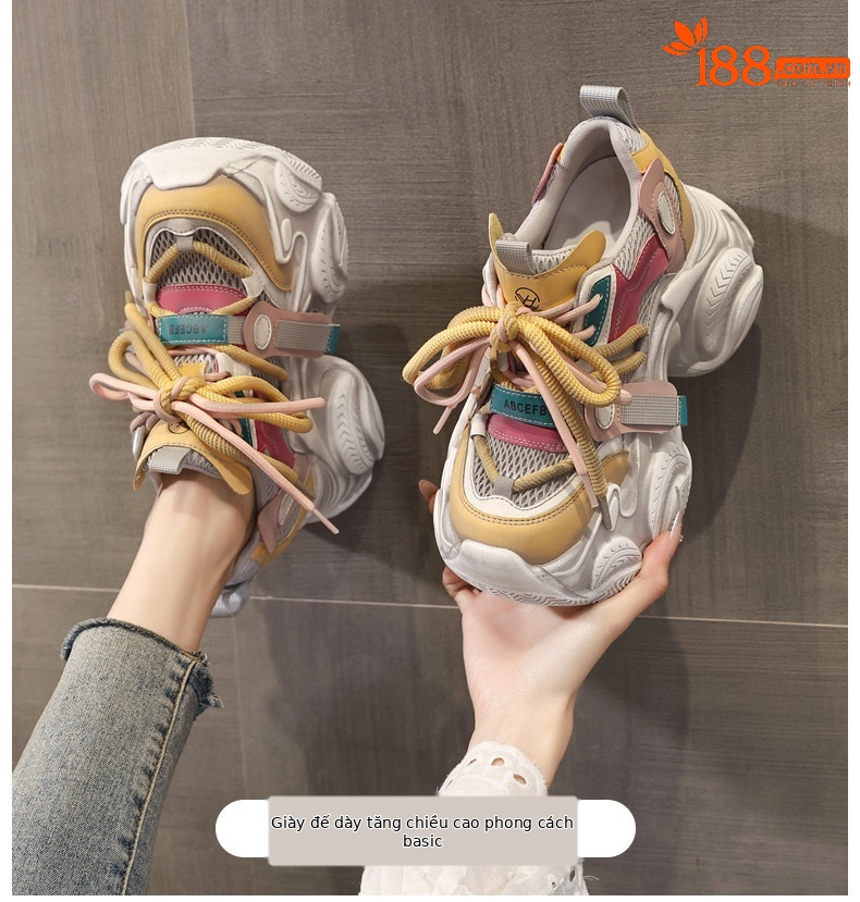 Giày sneaker nữ đế dày chunky lưới thoáng khí tăng chiều cao — màu sắc chi tiết 1