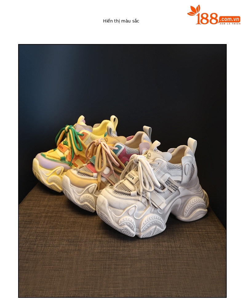Giày sneaker nữ đế dày chunky lưới thoáng khí tăng chiều cao — màu sắc chi tiết 17