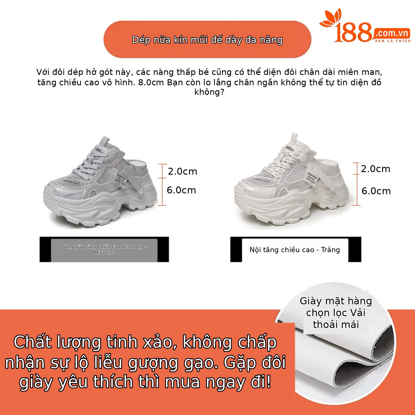 Giày sneaker nữ đế dày lưới thoáng khí mũi trùm đính đá phong cách giày bố — màu trắng ngà, bạc