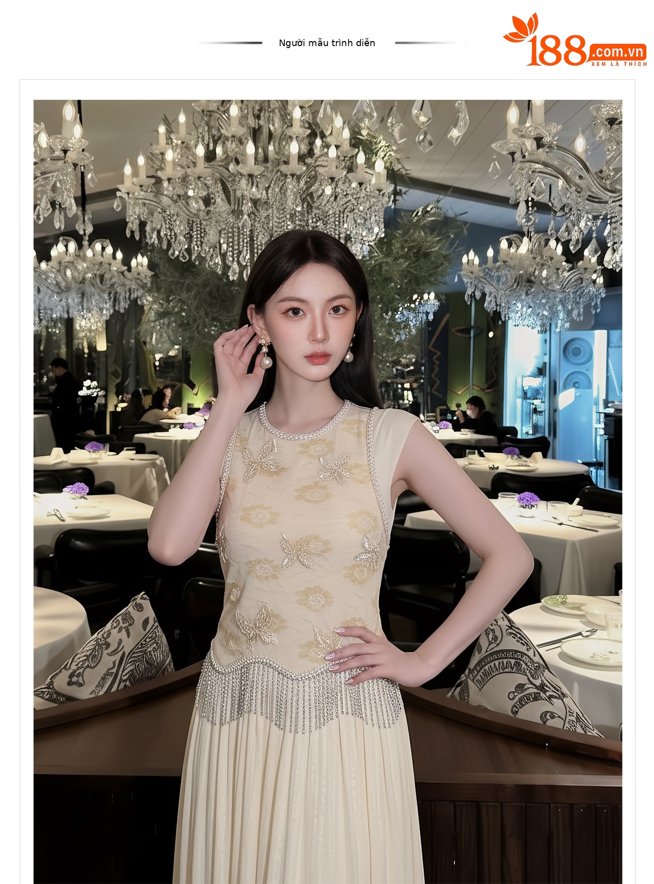Bộ áo hai dây và chân váy nữ thêu hoa đính cườm phong cách Trung Hoa — bộ đồ, nửa váy, Trang chủ chi tiết 1