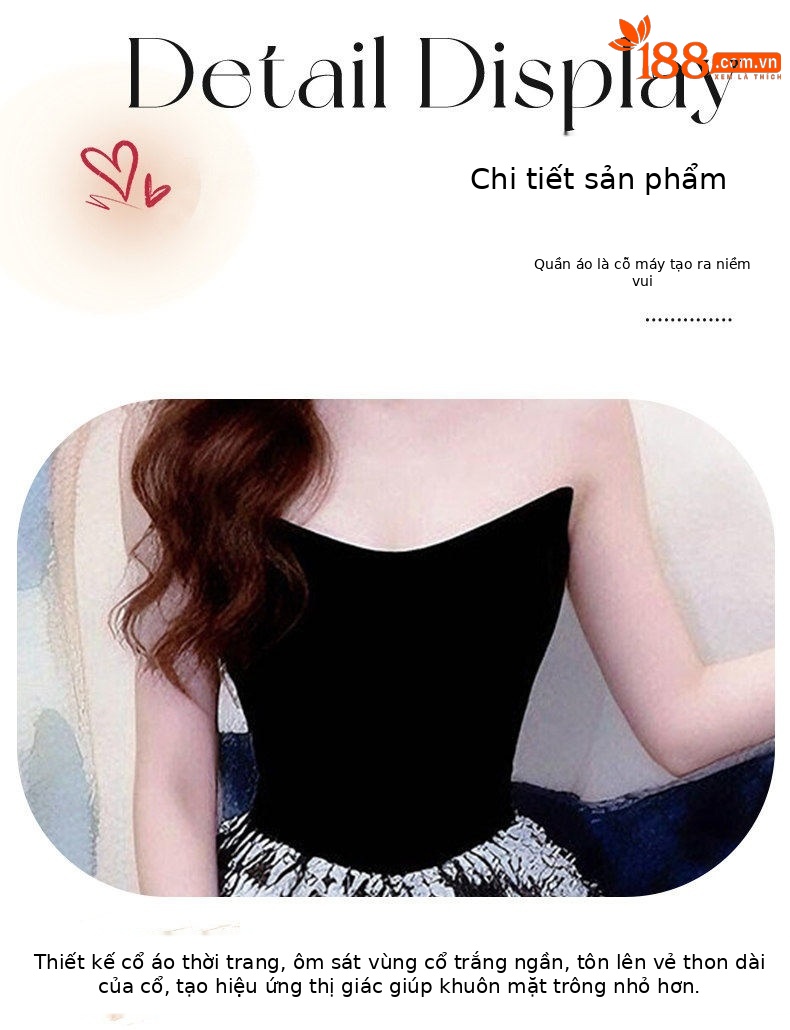 Đầm dạ hội ôm body cổ yếm phong cách Pháp — Đen chi tiết 12