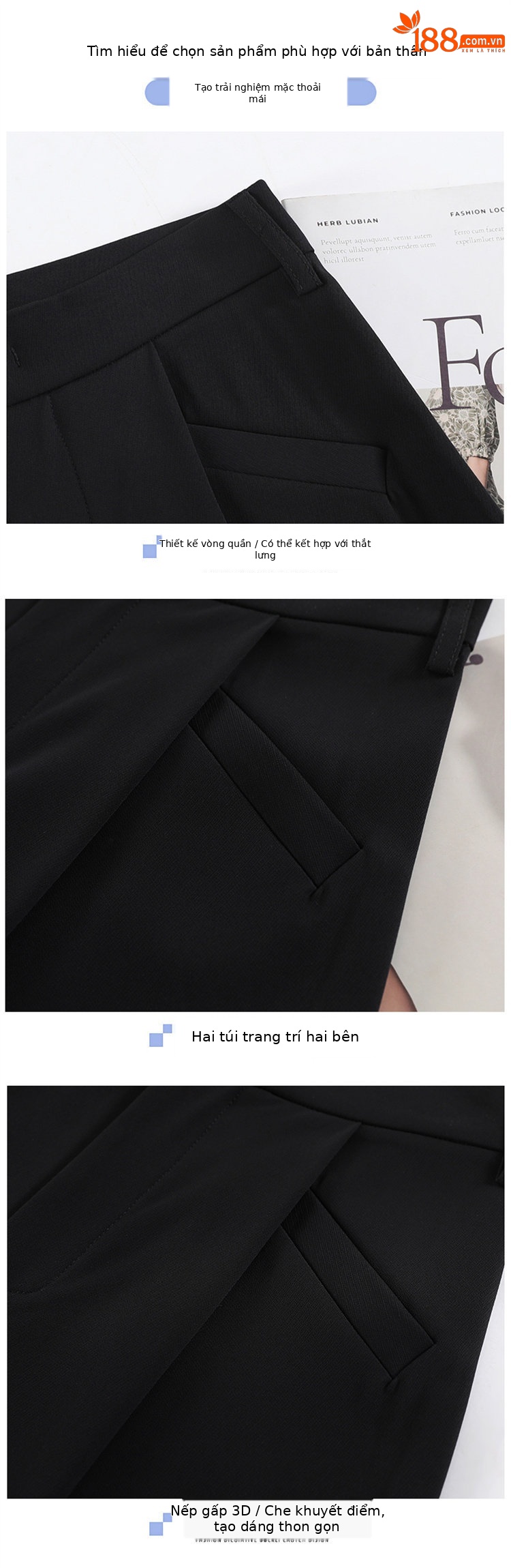 Quần culottes nữ ống rộng cạp cao chất liệu lụa băng mỏng mùa hè — Màu đen thông thường chi tiết 18