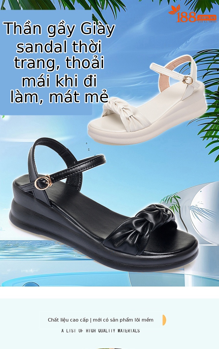 Sandal cao gót nữ hở mũi đế xuồng da thật, gót 9 cm, chống trượt nhẹ — màu đen chi tiết 1