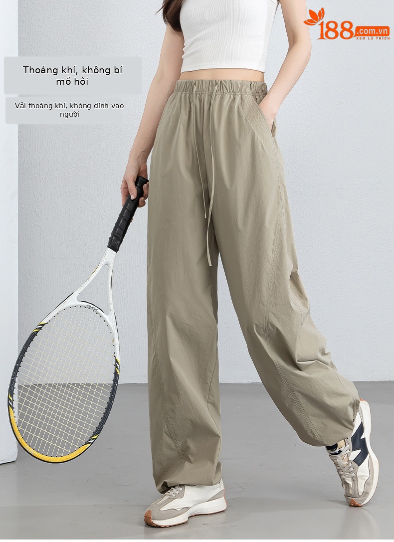 Quần dài kaki nữ eo cao ống rộng nhiều túi, chất vải chống nắng kháng khuẩn mỏng nhẹ thoáng khí — màu kaki chi tiết 14